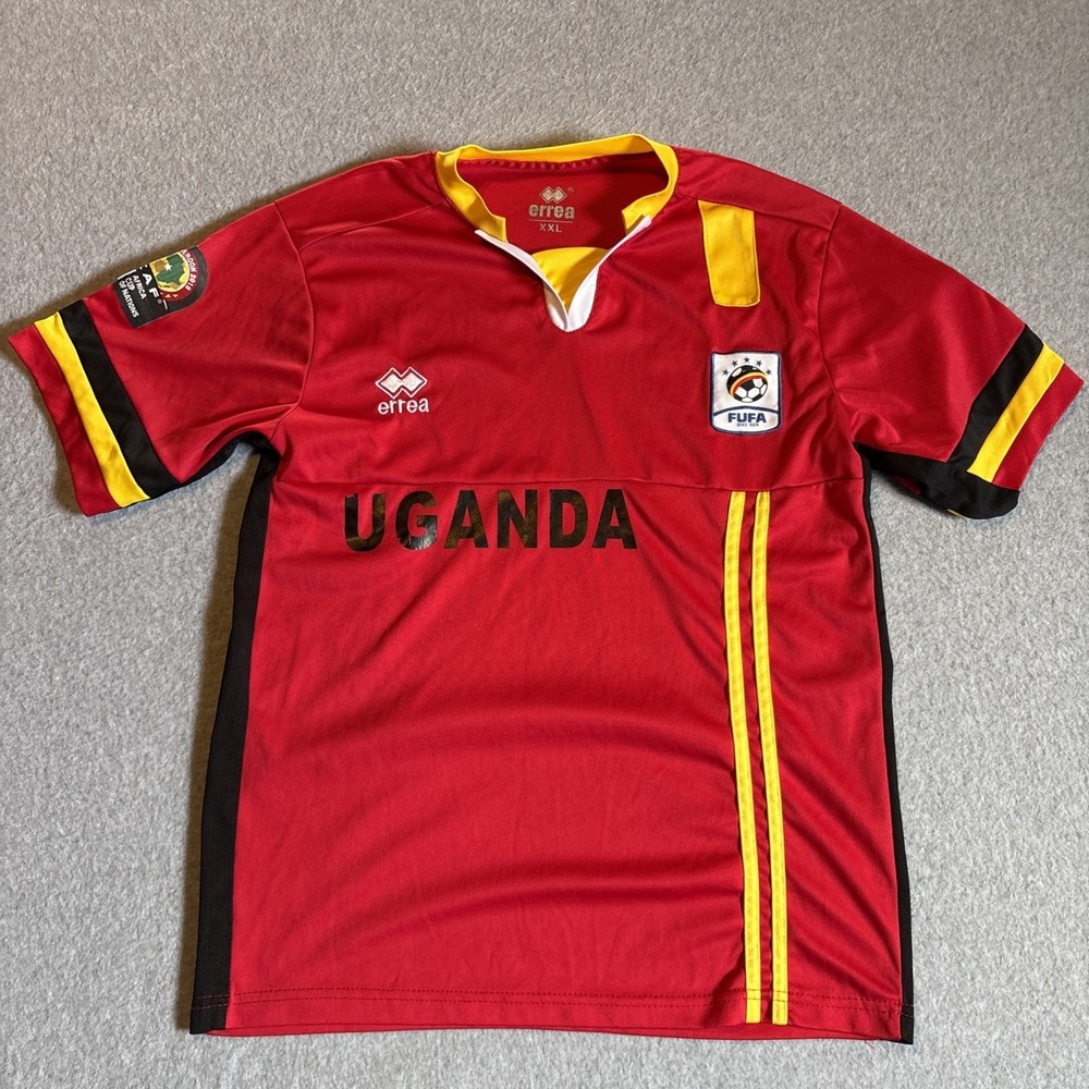 Errea‎ Uganda Home Soccer Jersey Youth Sz XXL Slim Fit Red FUFA